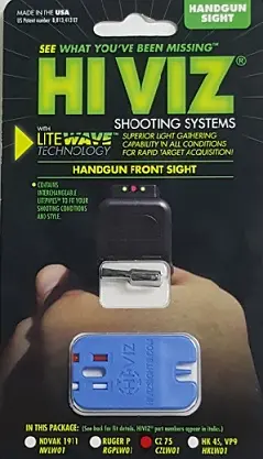 HiViz пистолетная мушка CZLW01 для CZ75/85/97/P-01/83, 3 цвета волкон (красн, белый, зелен.)