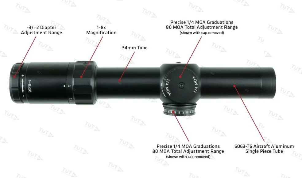 Оптический прицел CRIMSON Trace Optics 3 Series 1-8x28mm SR2-MOA