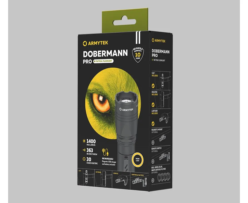 Фонарь ARMYTEK DOBERMANN PRO Magnet USB (Тёплый свет)