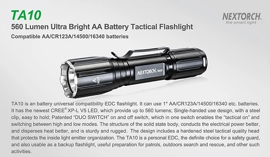 Фонарь Nextorch TA10 тактический, 560 люмен