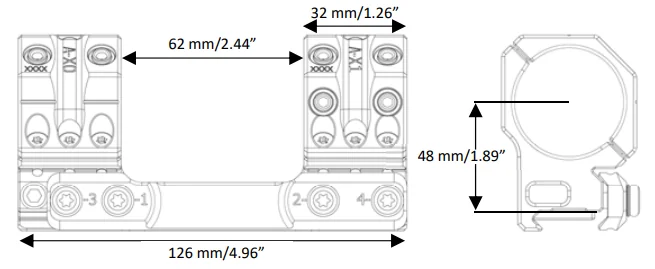 Кронштейн SPUHR Scope Mount 30мм на Picatinny, h=48мм, 0MIL