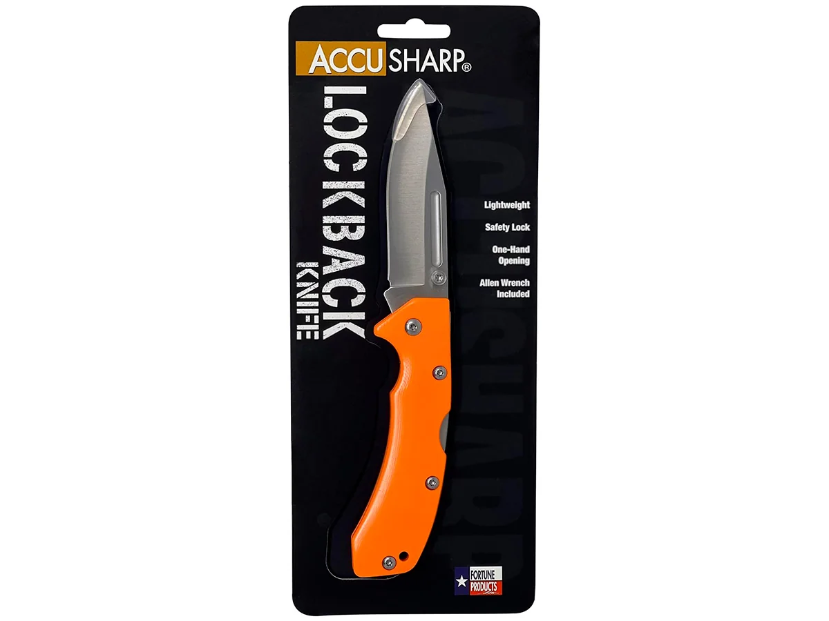 Нож складной AccuSharp Lockback Knife, нержавеющая сталь G10 оранжевый